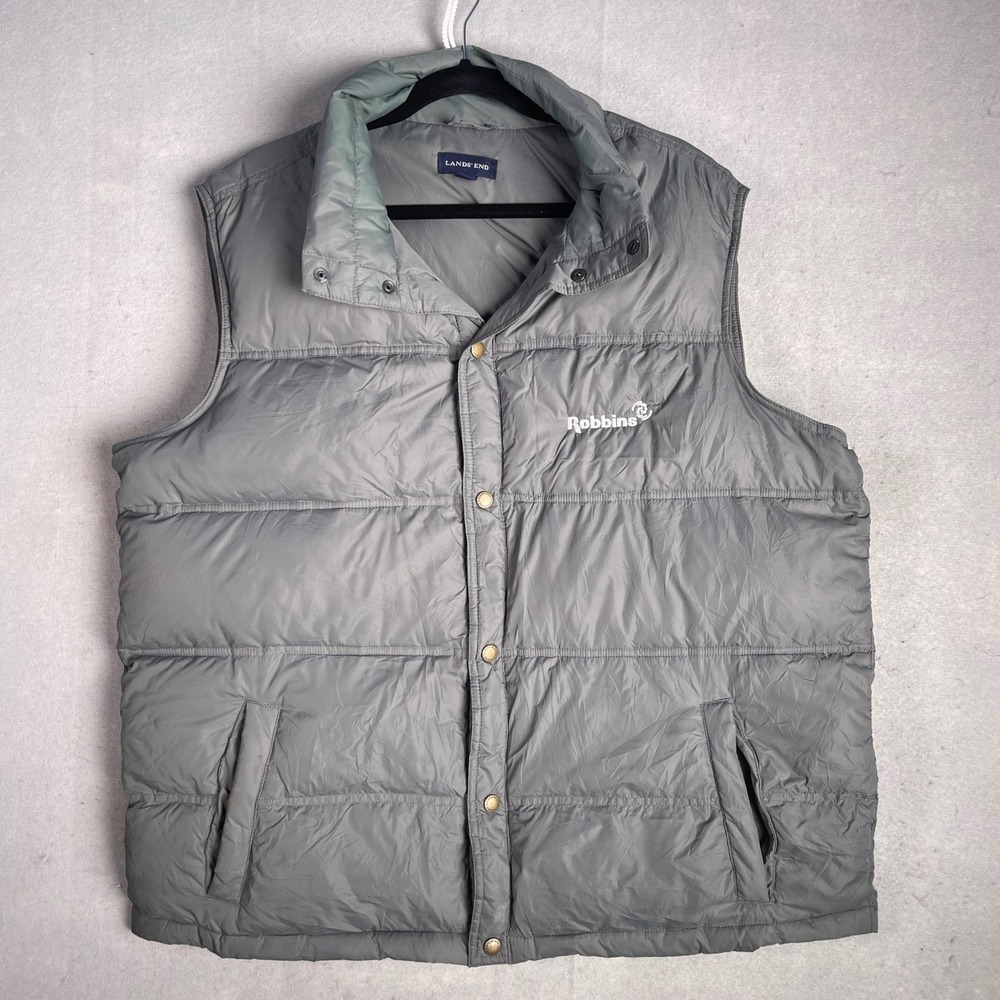 Lands' End Puffer Vest Quilted Insulated Lightweight Robbins Logo‎ XL